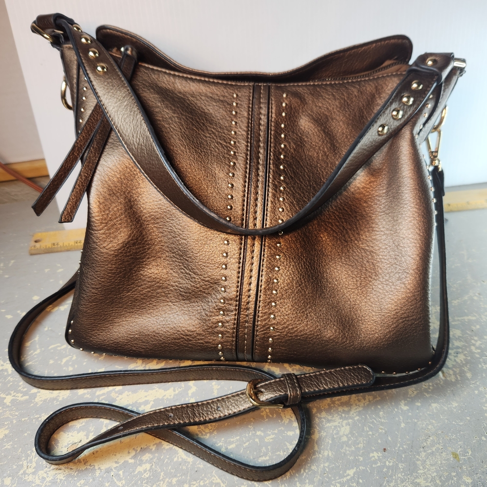 Montana West Concealed Carry Purse Crossbody Bronze Brown Studded Faux Leather